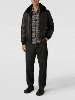 Coupon ? Strellson Lederjacke Mit Fellkragen Modell 'LAMBTHUNDER' - Dunkelbraun ?