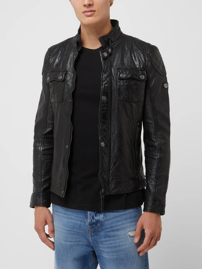 Neu ✨ Gipsy Slim Fit Lederjacke Mit Stehkragen Modell 'Darric' - Schwarz ? 4 Neu ✨ Gipsy Slim Fit Lederjacke Mit Stehkragen Modell 'Darric' - Schwarz ? – Bild 4