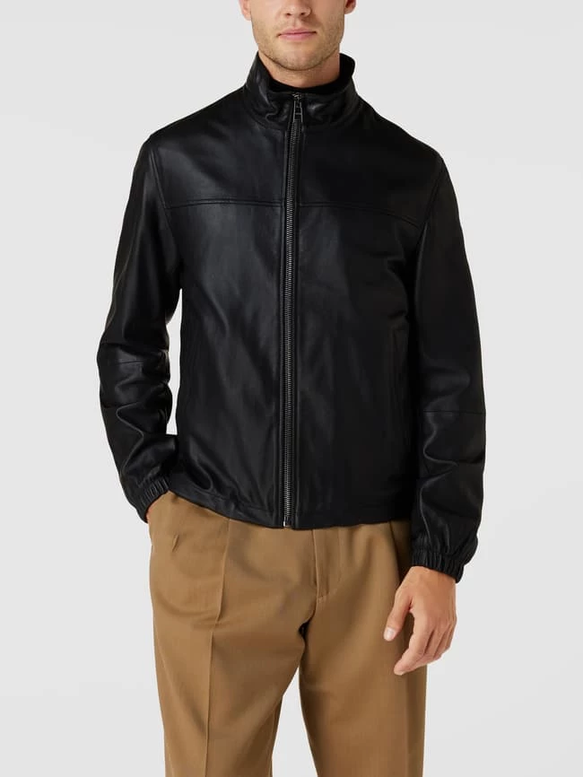 Brandneu ✨ BOSS Casualwear Lederjacke Mit Label-Patch Modell 'JASIS' - Schwarz ? 4 Brandneu ✨ BOSS Casualwear Lederjacke Mit Label-Patch Modell 'JASIS' - Schwarz ? – Bild 4