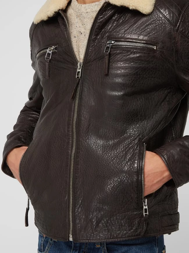 Budget ? Milestone Lederjacke Aus Lammnappa Modell 'Benjamin' - Dunkelbraun ? 3 Budget ? Milestone Lederjacke Aus Lammnappa Modell 'Benjamin' - Dunkelbraun ? – Bild 3