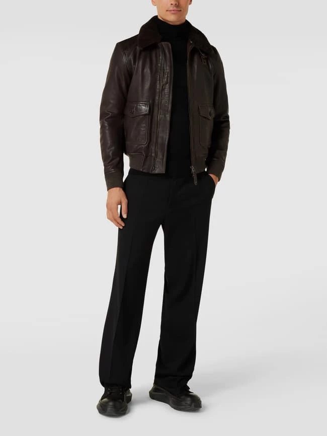 Großhandel ? Blauer Usa Lederjacke Mit Abnehmbarem Kragen - Dunkelbraun ? 1 Großhandel ? Blauer Usa Lederjacke Mit Abnehmbarem Kragen - Dunkelbraun ?