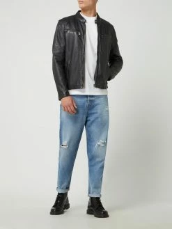 Angebote ? Gipsy Lederjacke Im Biker-Look Modell 'Marc' - Dunkelblau ?