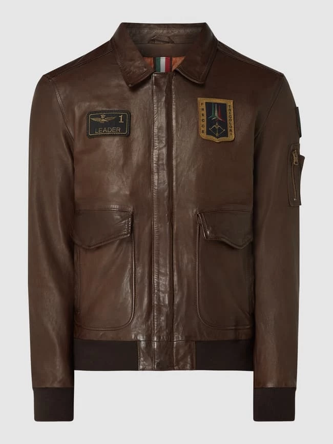 Rabatt ? Aeronautica Militare Lederjacke Mit Aufnähern - Dunkelbraun ? 2 Rabatt ? Aeronautica Militare Lederjacke Mit Aufnähern - Dunkelbraun ? – Bild 2
