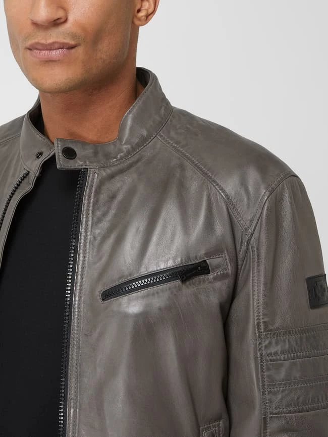 Billig ❤️ Strellson Lederjacke Aus Lammleder Modell 'Bexley' - Wattiert - Mittelgrau ❤️ 3 Billig ❤️ Strellson Lederjacke Aus Lammleder Modell 'Bexley' - Wattiert - Mittelgrau ❤️ – Bild 3