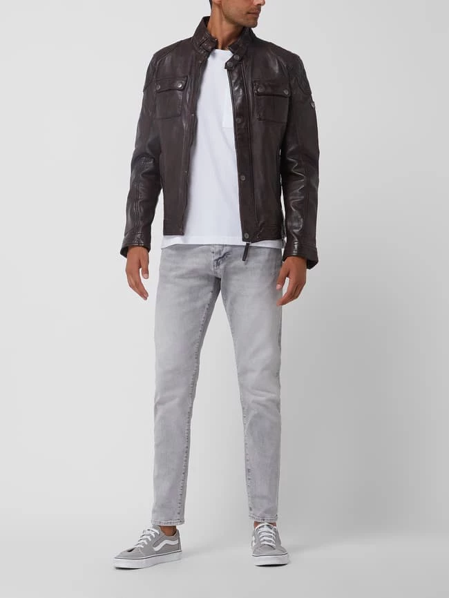 Angebote ⌛ Gipsy Slim Fit Lederjacke Mit Stehkragen Modell 'Darric' - Cognac ⭐ 1 Angebote ⌛ Gipsy Slim Fit Lederjacke Mit Stehkragen Modell 'Darric' - Cognac ⭐