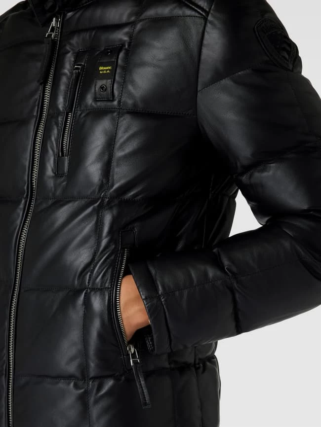 Rabatt ? Blauer Usa Lederjacke Mit Label-Patch - Schwarz ? 3 Rabatt ? Blauer Usa Lederjacke Mit Label-Patch - Schwarz ? – Bild 3