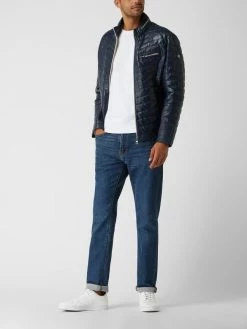 LACOSTE SHOP 41 Großhandel ? Milestone Lederjacke Mit Steppnähten Modell 'Damiano' - Marineblau ?